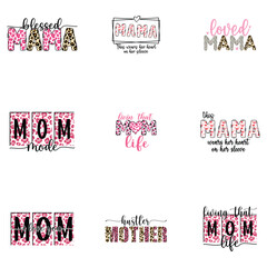 Collection of Happy Mothers Day T-shirt Design with Stylish Leopard Print for Trendy Moms

