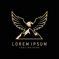 Obraz premium Minimalist elegant logo of eagle combined with a mountain