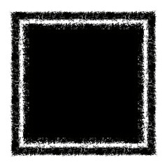 Grunge textured illustration of a solid black square with a distressed white border. Represents a rough, edgy, or vintage style element for backgrounds, overlays, or design accents.