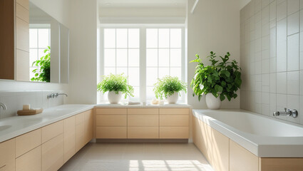 modern bathroom with white furniture