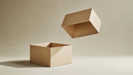 Floating Cardboard Boxes in Minimalist Setting