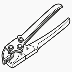 Isolated Crimper Tool Illustration In Black And White Minimalist Style
