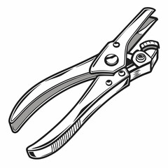 Isolated Illustration Of Manual Cable Cutting Tool Engineering Instrument Design