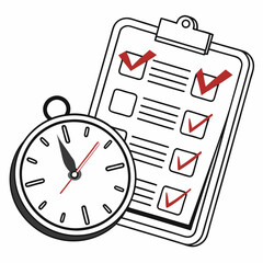 Time Management With Checklist And Clock Illustrating Deadlines And Tasks