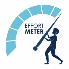 Person Pushing Effort Meter Illustration Of Exertion And Performance Measurement