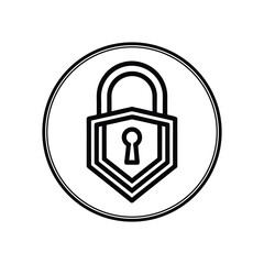 Silhouette art illustration of a modern lock icon logo in circle shape.eps