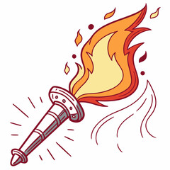 Stylized Torch With Burning Flame Illustration Symbolizing Guidance And Light