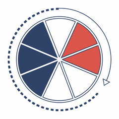 Round Chart With Arrow Demonstrating A Cycle Process In Blue Red And White