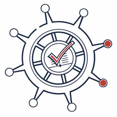 Circular Network With Tick Mark Shows Connected Valid Points For Data Analytics