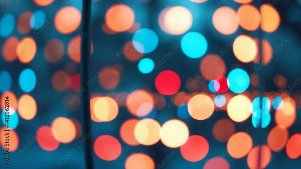 Poster out-of-focus bokeh backdrop. perspective from a window