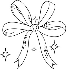 Black and white doodle bows with star accents. Perfect for holiday, fashion, or scrapbooking projects.