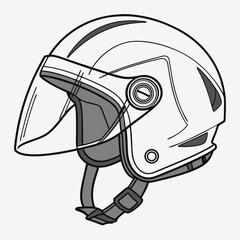Illustration Of A Motorcycle Helmet With Visor For Safe Driving