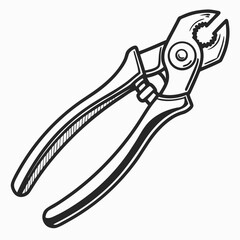 Black And White Line Art Illustration Of Slip Joint Pliers Tool Icon