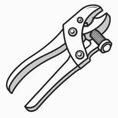 Illustration Of Locking Pliers Or Vise Grips Tool In Black And White