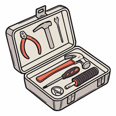 Open Toolbox With Hand Tools Arranged Inside Maintenance And Repair Illustration