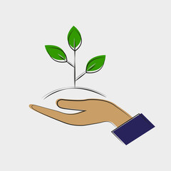 Plant in Hand Vector Eco Icon