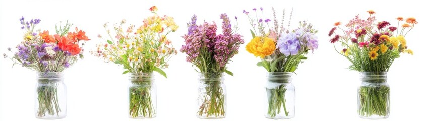 Colorful flower bouquets in mason jars (2)
