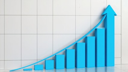 Chart with three bars showing an increase in business performance.