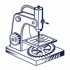 Engraving Machine Vector Illustration Concept For Industrial Printing And Crafting Detailed Outline