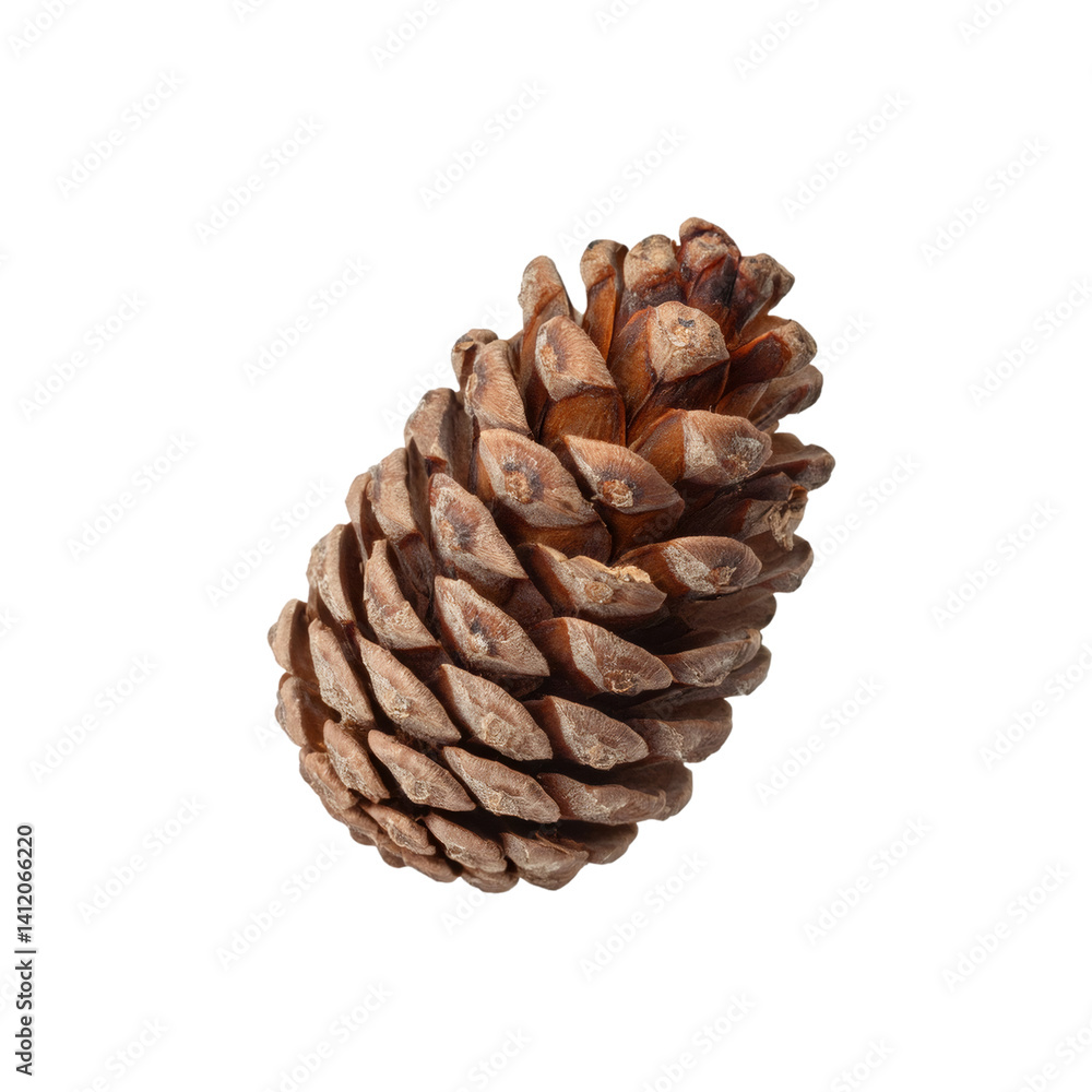 Poster closed stone pine cone isolated on transparent background with included cut out path