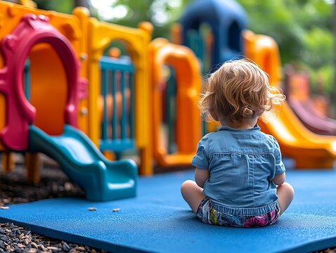 Toddler at Playground, Outdoor, Focus on Child - Powered by Adobe
