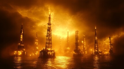 Obraz premium oil rigs extracting oil