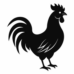 Stylized Black Rooster Silhouette Vector