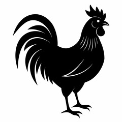 Stylized Black Rooster Silhouette Vector