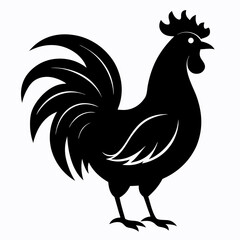Stylized Black Rooster Silhouette Vector