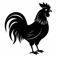 Stylized Black Rooster Silhouette Vector
