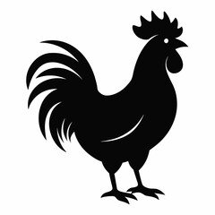Stylized Black Rooster Silhouette Vector
