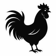 Stylized Black Rooster Silhouette Vector