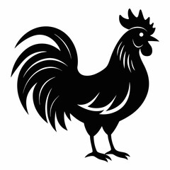 Stylized Black Rooster Silhouette Vector