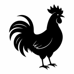 Stylized Black Rooster Silhouette Vector