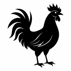 Stylized Black Rooster Silhouette Vector