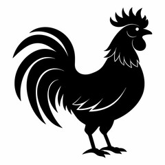 Stylized Black Rooster Silhouette Vector