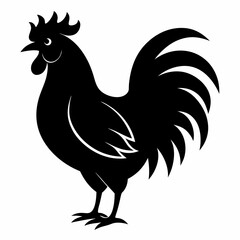 Stylized Black Rooster Silhouette Vector
