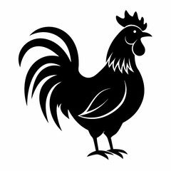 Stylized Black Rooster Silhouette Vector