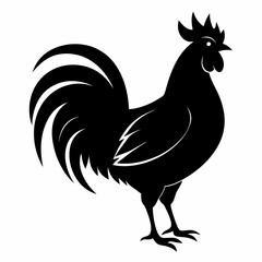 Stylized Black Rooster Silhouette Vector