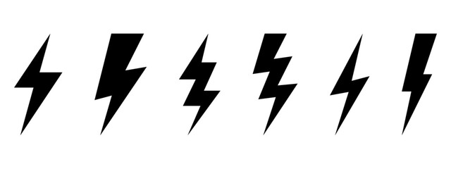 Vector electric lightning bolt logo set isolated on white background for electric power symbol,
