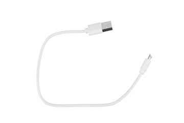 white USB connection adapter cable isolated on white or transparent png