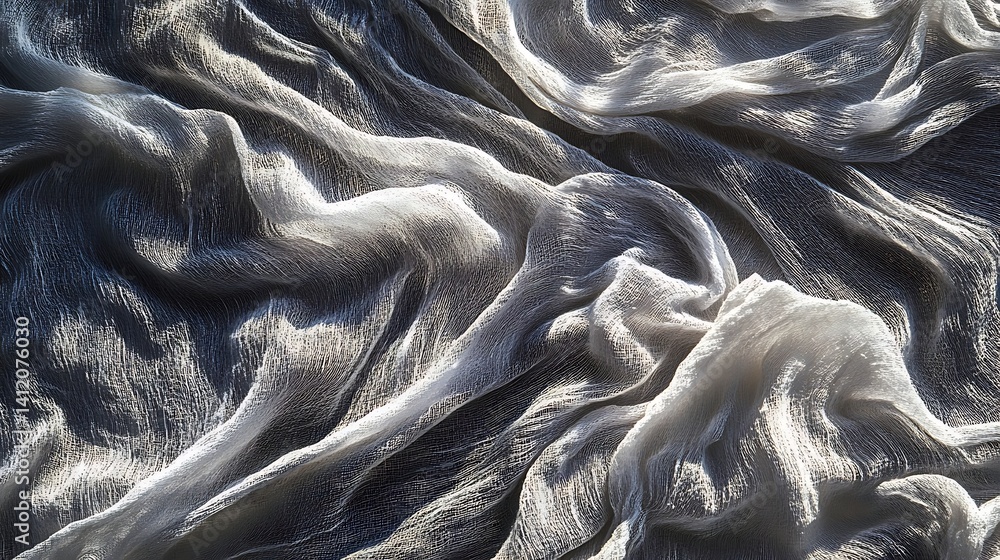 Poster elegant flowing fabric with subtle texture and light play forming soft waves