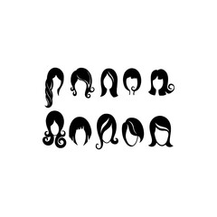 women’s hairstyle silhouette vector
