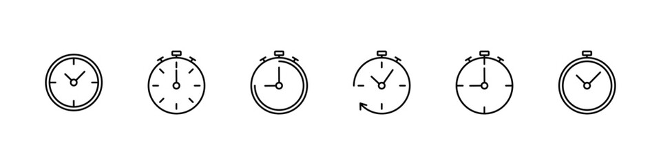 Stopwatch icon. Time watch sign. Clock timer vector set. Chronometer icon. Watch isolated sign. Time icon set.  Chronometer icon set.