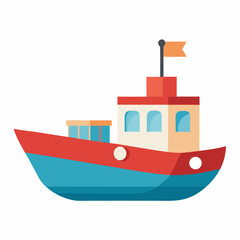 Fototapeta premium Toy sea boat vector on white background.