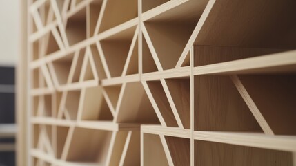 Carpenter assembling a wooden bookshelf in a workshop. Featuring woodworking and assembly skills