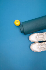 sports, training sneakers and soft mat