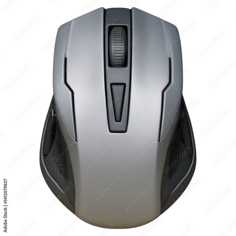 Poster sleek modern wireless computer mouse with ergonomic design, isolated on transparent background.