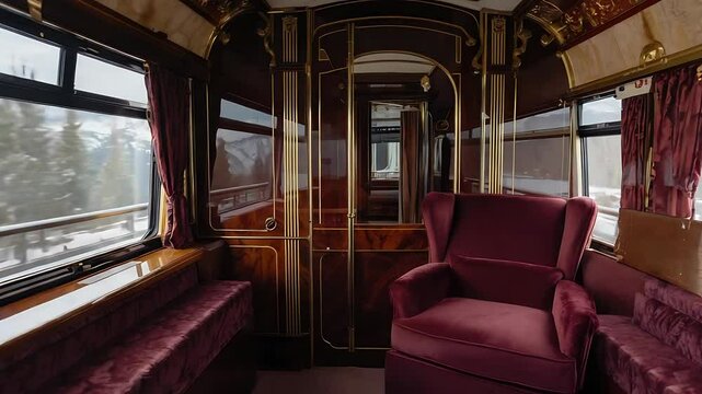 Luxurious private train cabin interior