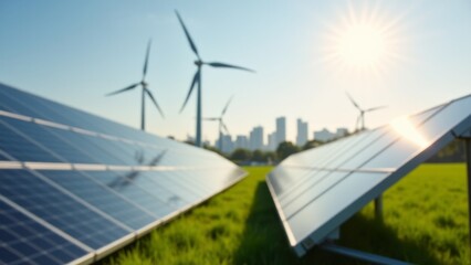 Solar Panels And Wind Turbines - Cityscape